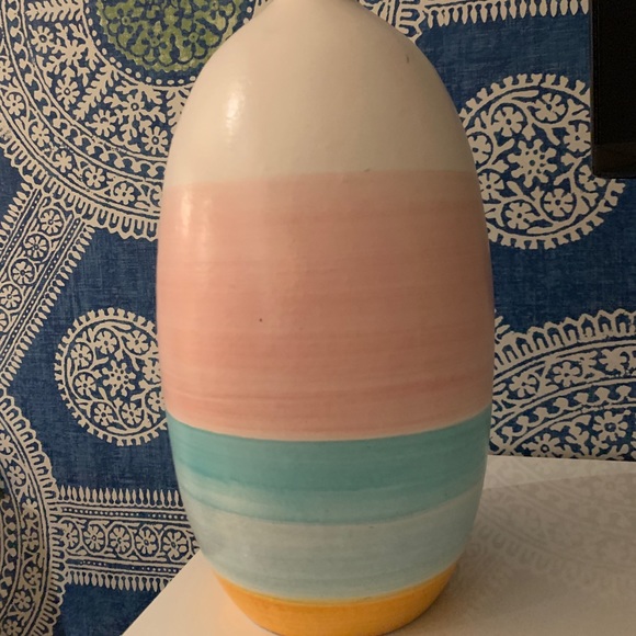 Vase in pastel blue, pink, yellow orange - Picture 2 of 4